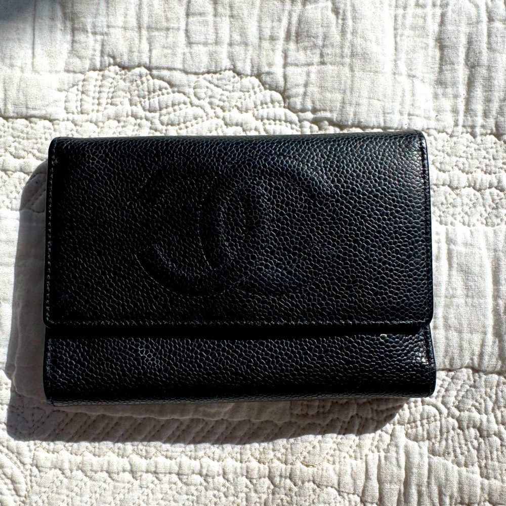 Black Chanel Wallet caviar leather